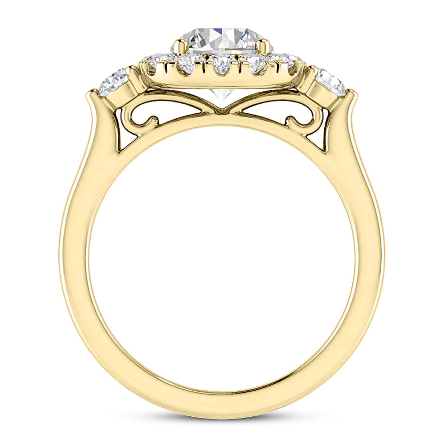 2.10CTW Real Diamond & Moissanite Halo Engagement 18K Gold Ring