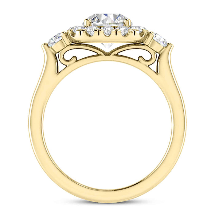 2.10CTW Natural Diamond & Moissanite Halo Engagement 18K Gold Ring