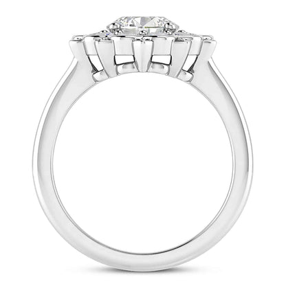 2.15CTW Real Diamond & Moissanite Floral Halo 18K Gold White Engagement Ring
