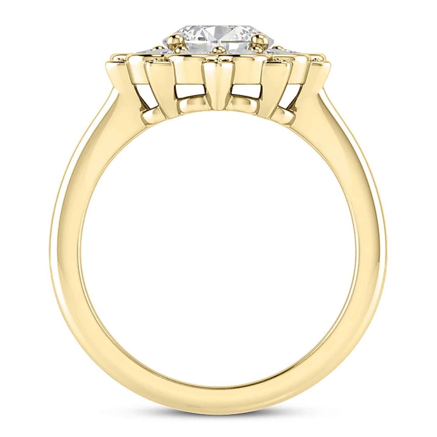 2.15CTW Real Diamond & Moissanite Floral Halo 18K Gold Engagement Ring