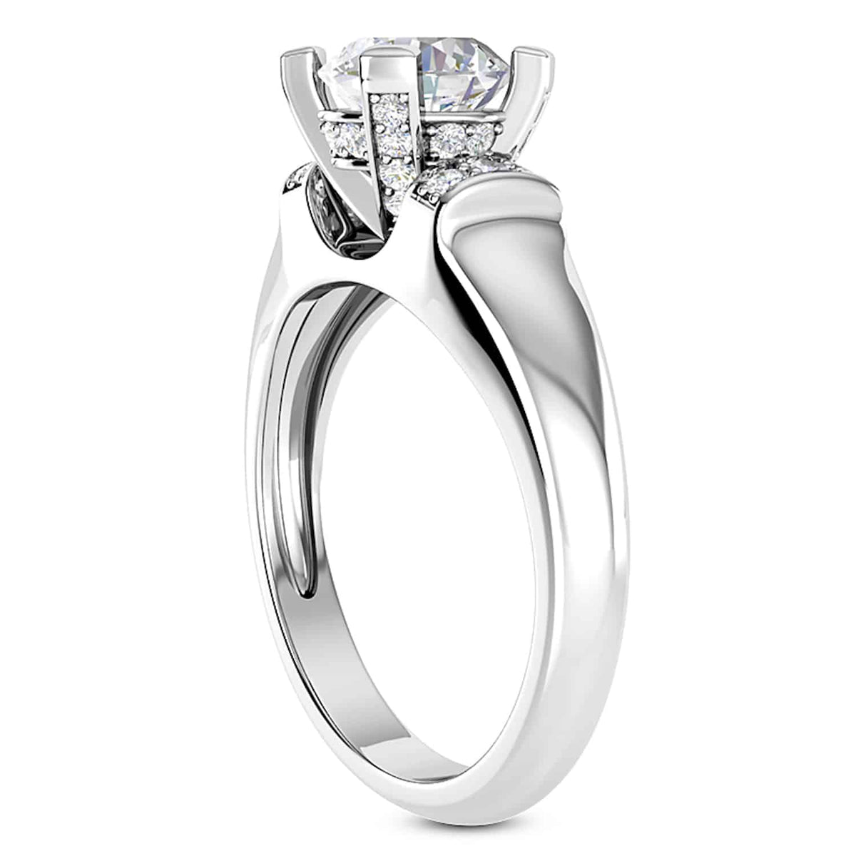 1CTW Natural Diamond & Moissanite In 18K Gold White Engagement Ring