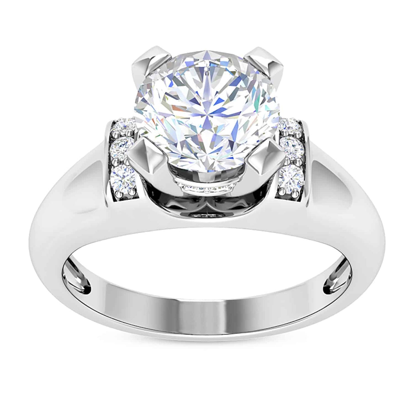 1CTW Real Diamond & Moissanite In 18K Gold White Engagement Ring