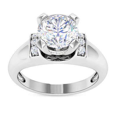 1CTW Natural Diamond & Moissanite In 18K Gold White Engagement Ring