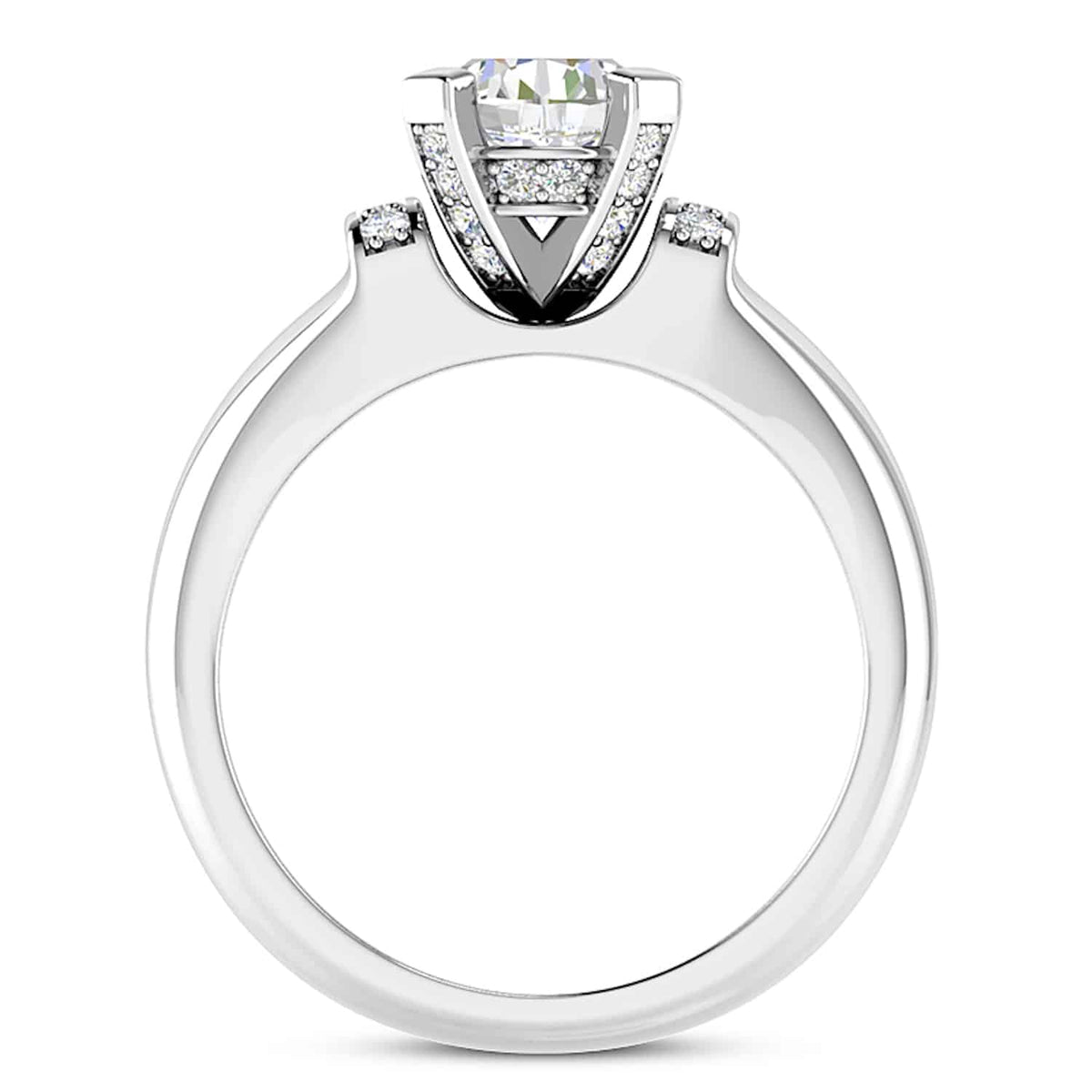 1CTW Natural Diamond & Moissanite In 18K Gold White Engagement Ring