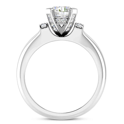 1CTW Real Diamond & Moissanite In 18K Gold White Engagement Ring