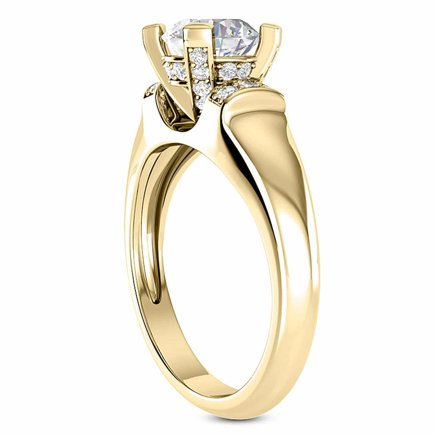 1CTW Real Diamond & Moissanite In 18K Gold Yellow Engagement Ring