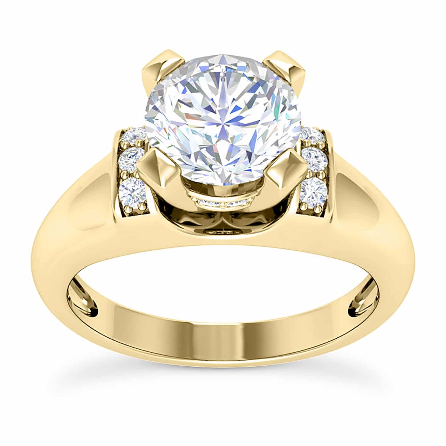1CTW Real Diamond & Moissanite In 18K Gold Yellow Engagement Ring