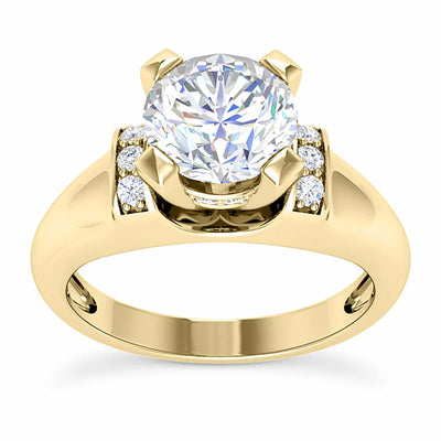 1CTW Natural Diamond & Moissanite In 18K Gold Yellow Engagement Ring