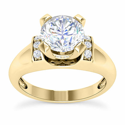1CTW Real Diamond & Moissanite In 18K Gold Yellow Engagement Ring