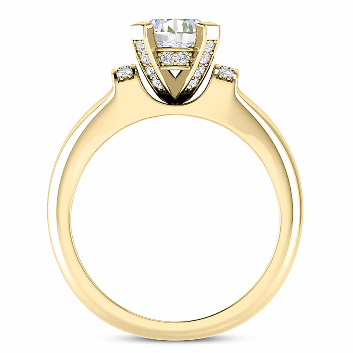 1CTW Natural Diamond & Moissanite In 18K Gold Yellow Engagement Ring