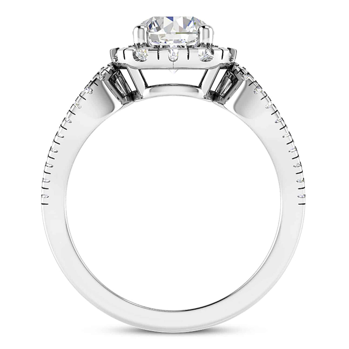 2.25CTW Natural Diamond Round Moissanite Halo 18K Gold White Engagement Ring