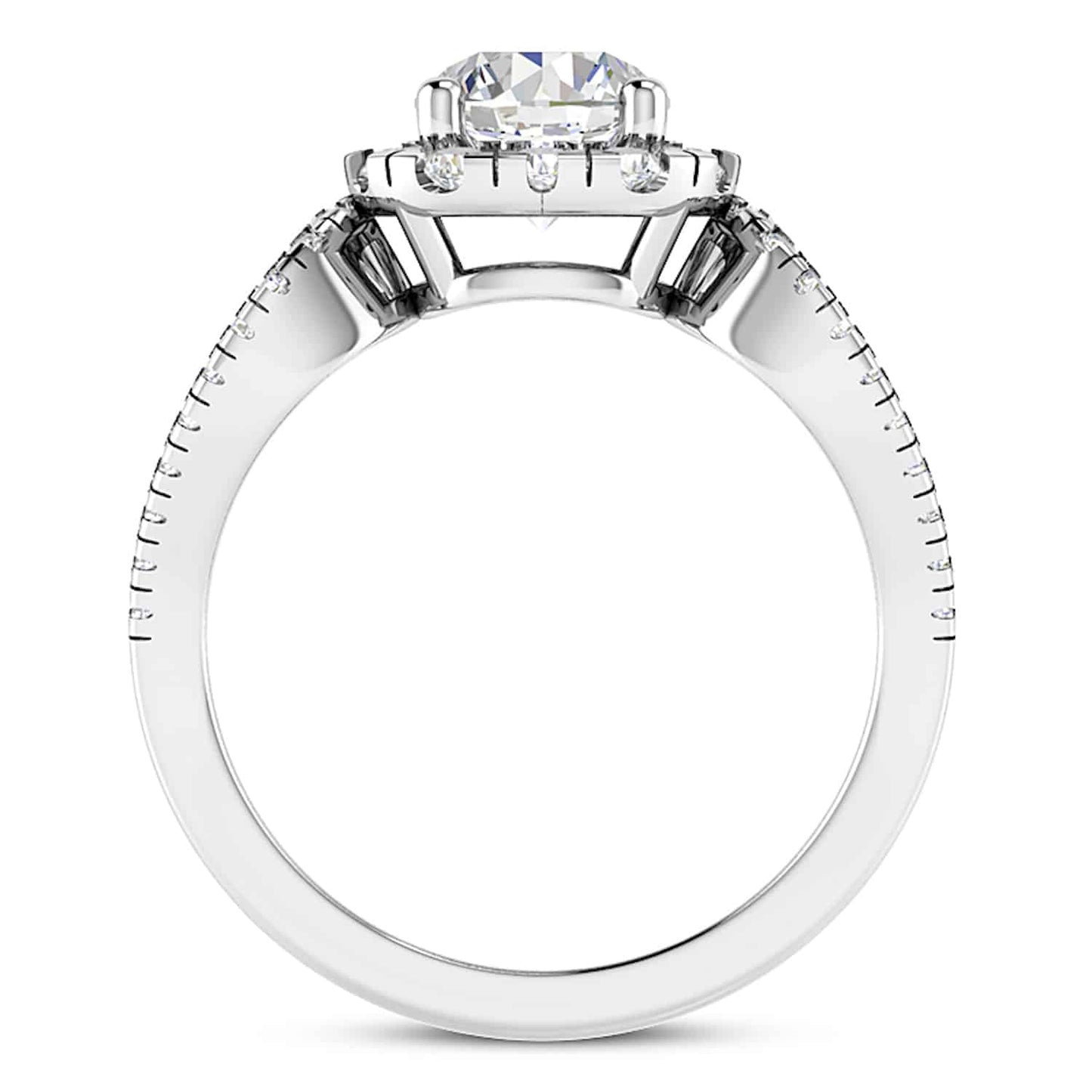 2.25CTW Real Diamond Round Moissanite Halo 18K Gold White Engagement Ring