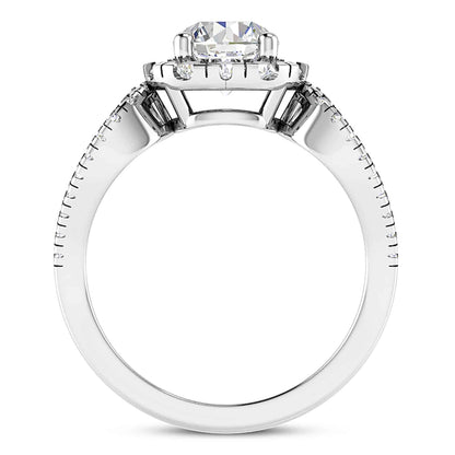 2.25CTW Real Diamond Round Moissanite Halo 18K Gold White Engagement Ring