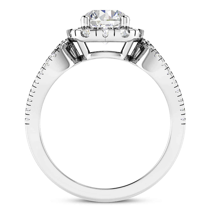 2.25CTW Natural Diamond Round Moissanite Halo 18K Gold White Engagement Ring