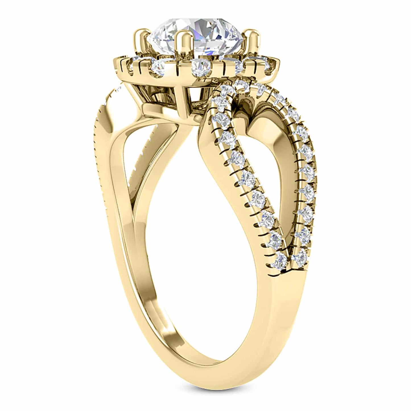 2.25CTW Real Diamond Round Moissanite Halo 18K Gold Engagement Ring