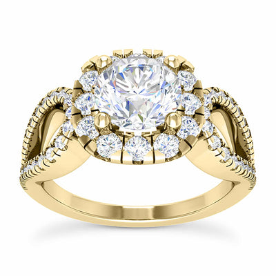 2.25CTW Natural Diamond Round Moissanite Halo 18K Gold Engagement Ring