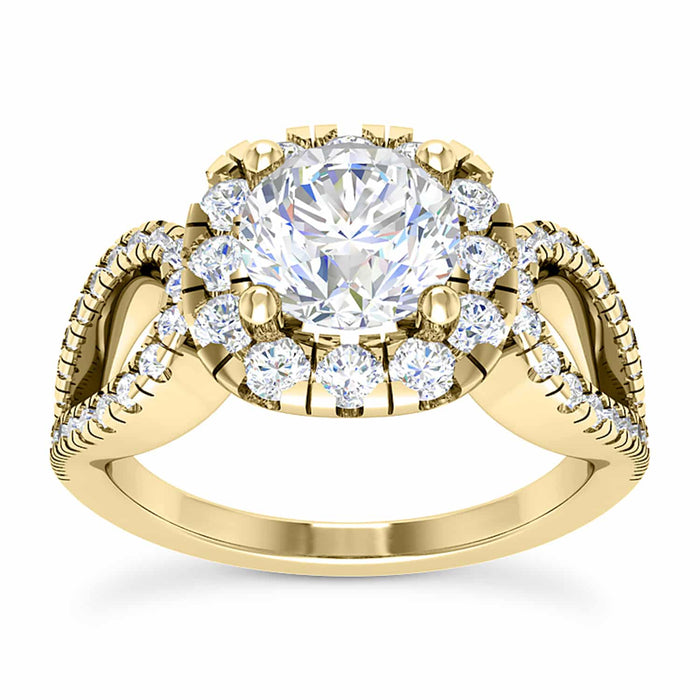 2.25CTW Natural Diamond Round Moissanite Halo 18K Gold Engagement Ring