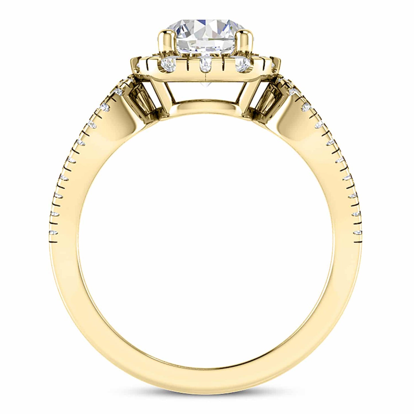2.25CTW Real Diamond Round Moissanite Halo 18K Gold Engagement Ring