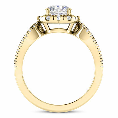 2.25CTW Real Diamond Round Moissanite Halo 18K Gold Engagement Ring