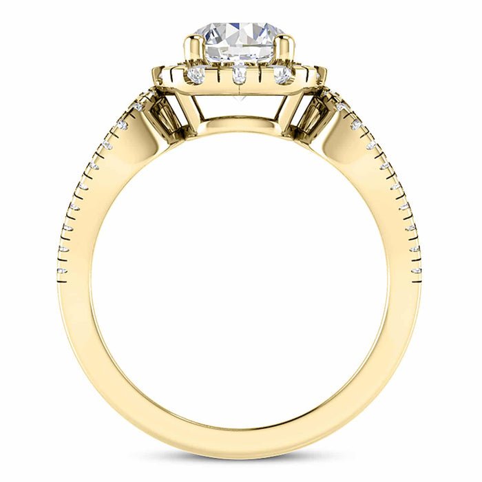 2.25CTW Natural Diamond Round Moissanite Halo 18K Gold Engagement Ring