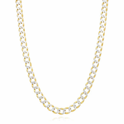18K Gold Over Silver 6.5mm Diamond-Cut Pave Cuban Chain (Solid Links) 20"-26"