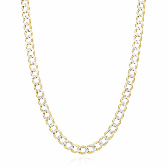Solid 18k Gold Over Silver 6.5mm Diamond-Cut Pave Cuban Chain Necklace 20"-26"