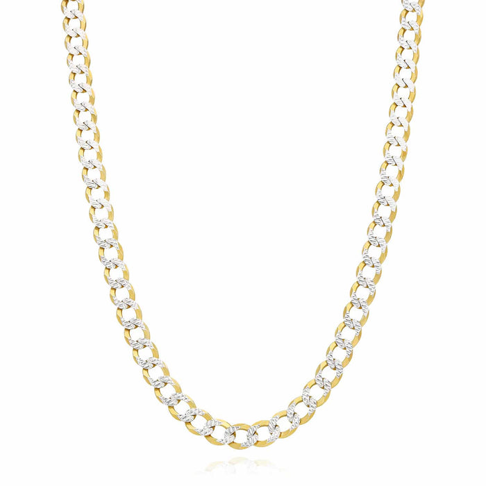 18K Gold Over Silver 6.5mm Diamond-Cut Pave Cuban Chain (Solid Links) 20"-26"