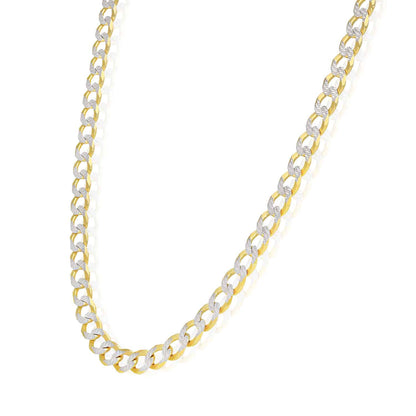 Solid 18k Gold Over Silver 6.5mm Diamond-Cut Pave Cuban Chain Necklace 20"-26"