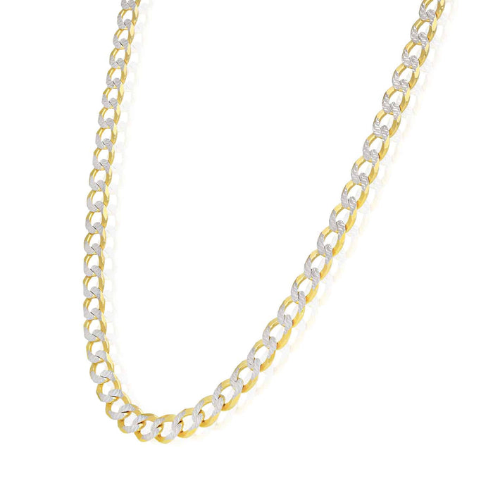 18K Gold Over Silver 6.5mm Diamond-Cut Pave Cuban Chain (Solid Links) 20"-26"