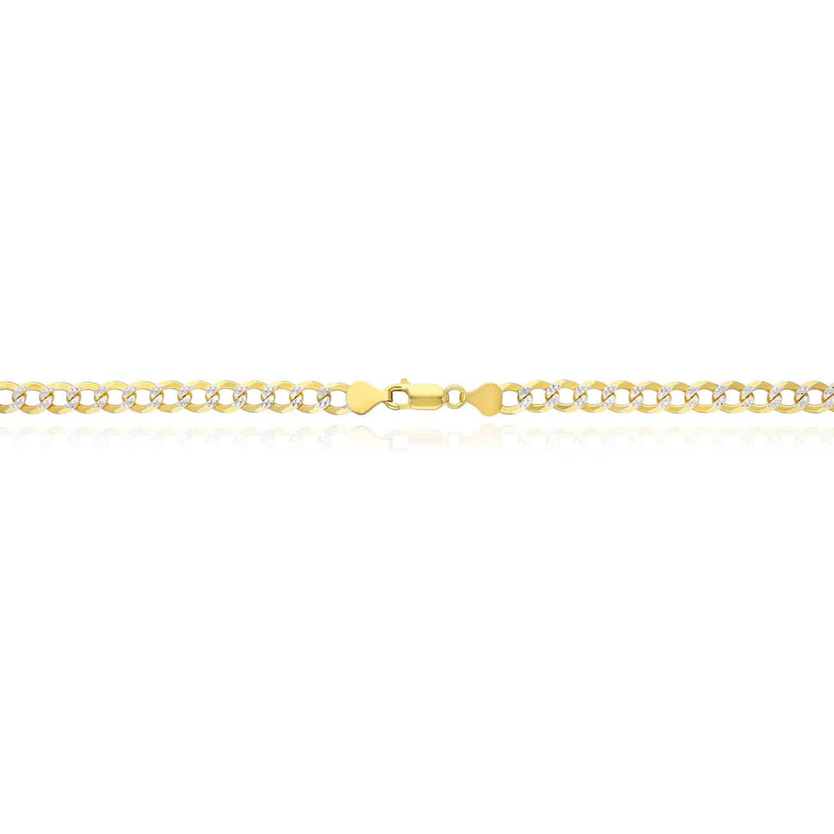 18K Gold Over Silver 6.5mm Diamond-Cut Pave Cuban Chain (Solid Links) 20"-26"