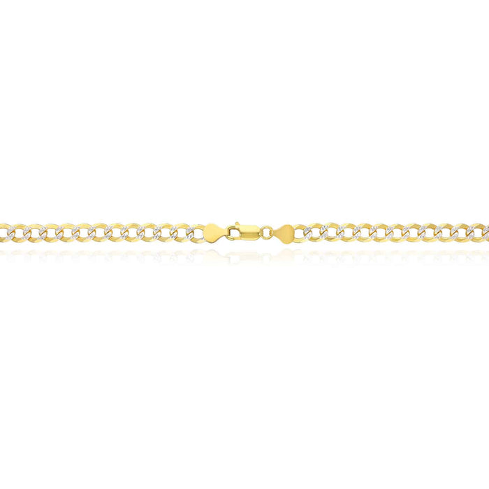18K Gold Over Silver 6.5mm Diamond-Cut Pave Cuban Chain (Solid Links) 20"-26"