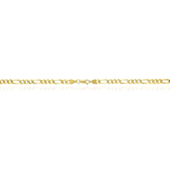 18K Gold Over Silver 5mm Figaro Chain (Solid Links) 18"-24"