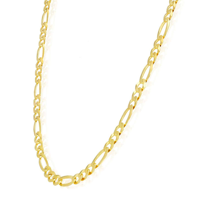 18K Gold Over Silver 5mm Figaro Chain (Solid Links) 18"-24"