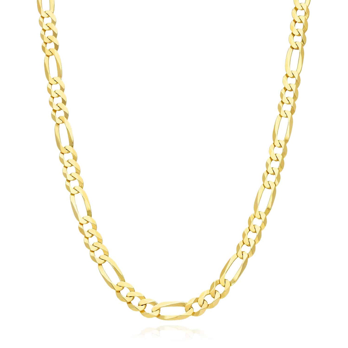 Solid 18K Gold Over Sterling Silver 6mm Figaro Chain Necklace 18"-24"