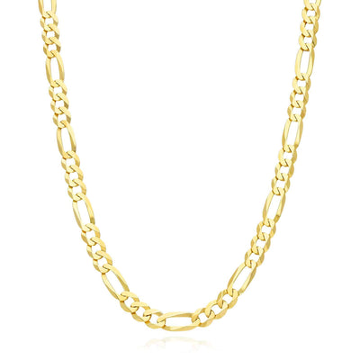 18K Gold Over Sterling Silver 6mm Figaro Chain (Solid Links) 18"-24"