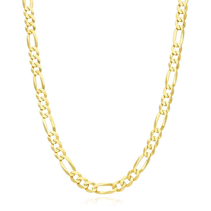 Solid 18K Gold Over Sterling Silver 6mm Figaro Chain Necklace 18"-24"