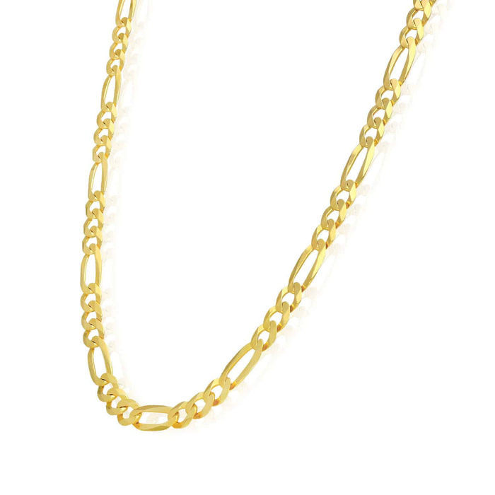 18K Gold Over Sterling Silver 6mm Figaro Chain (Solid Links) 18"-24"