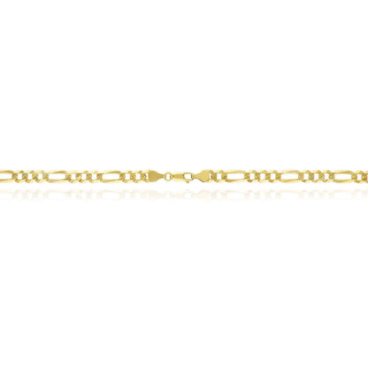 Solid 18K Gold Over Sterling Silver 6mm Figaro Chain Necklace 18"-24"