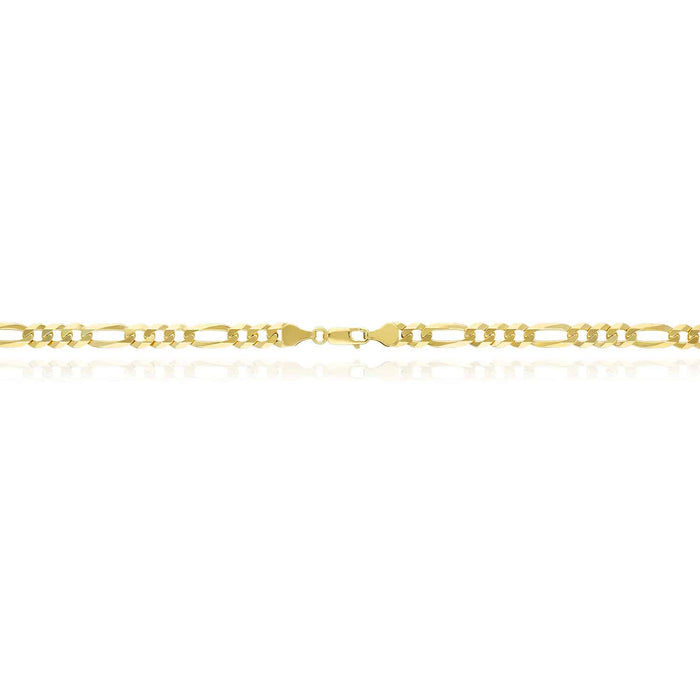 18K Gold Over Sterling Silver 6mm Figaro Chain (Solid Links) 18"-24"