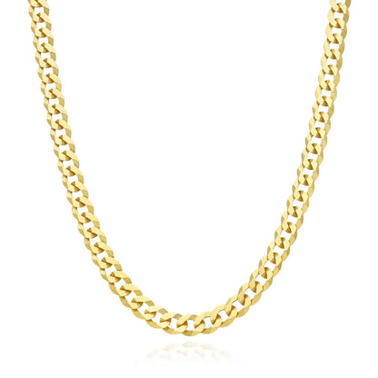 Solid 18K Gold Over Sterling Silver 6.5mm Cuban-Curb Chain Necklace 18"-24"