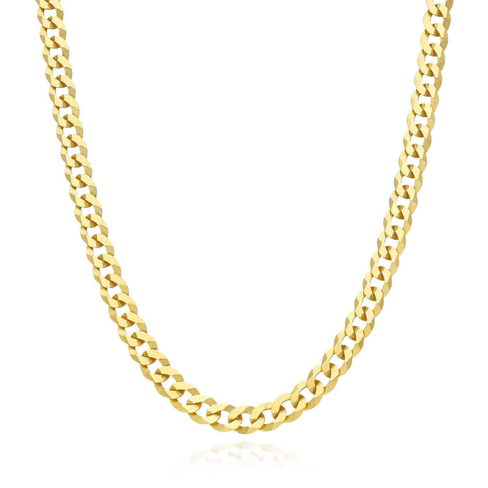 18K Gold Over Sterling Silver 6.5mm Cuban Curb Chain (Solid Links) 18"-24"