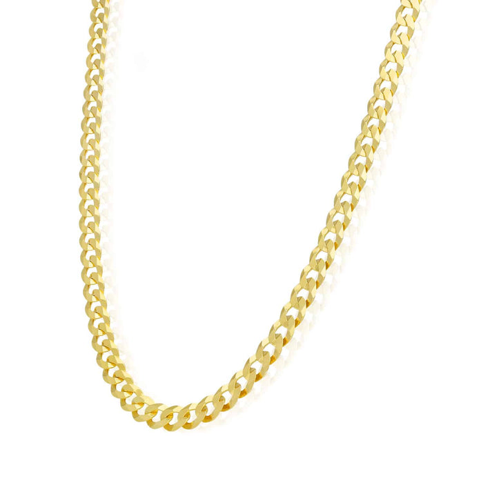 18K Gold Over Sterling Silver 6.5mm Cuban Curb Chain (Solid Links) 18"-24"