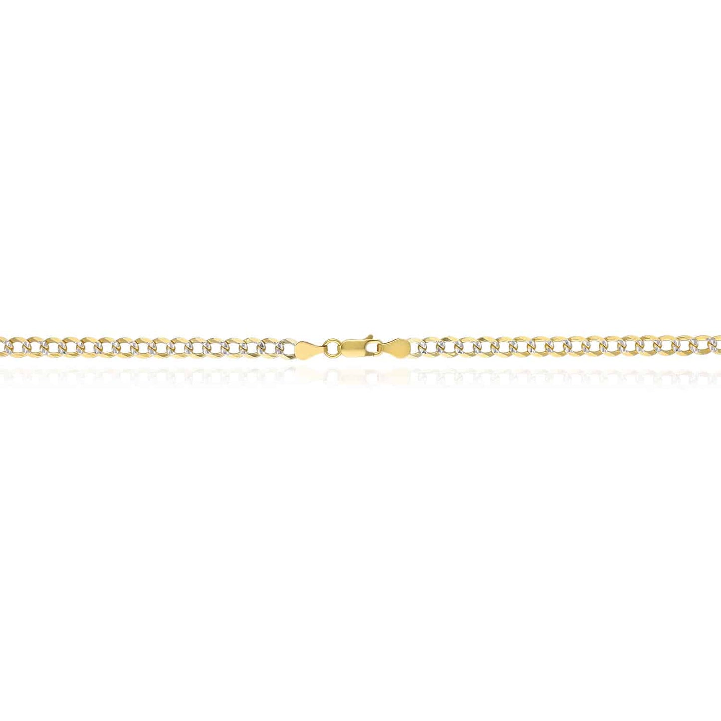 Solid 18K Gold Over Silver 5mm Diamond-Cut Pave Cuban Curb Chain 18"-24"