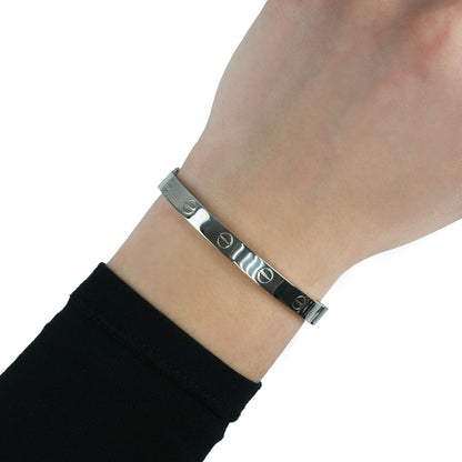 14K White Gold 6mm Screw Pattern Bangle Bracelet (Hollow) 6.25"-7.5"