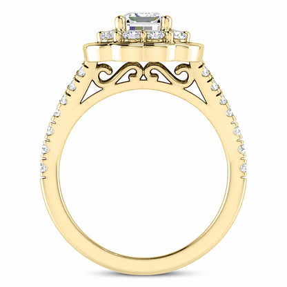 1.65CTW Real Diamond Emerald Moissanite Split Shank 18K Gold Engagement Ring