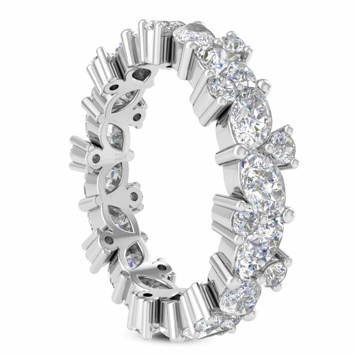 3.10CTW Lab-Grown Diamond Marquise Round 18K Gold White Wedding Eternity Ring