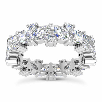 3.10CTW Lab-Grown Diamond Marquise Round 18K Gold White Wedding Eternity Ring