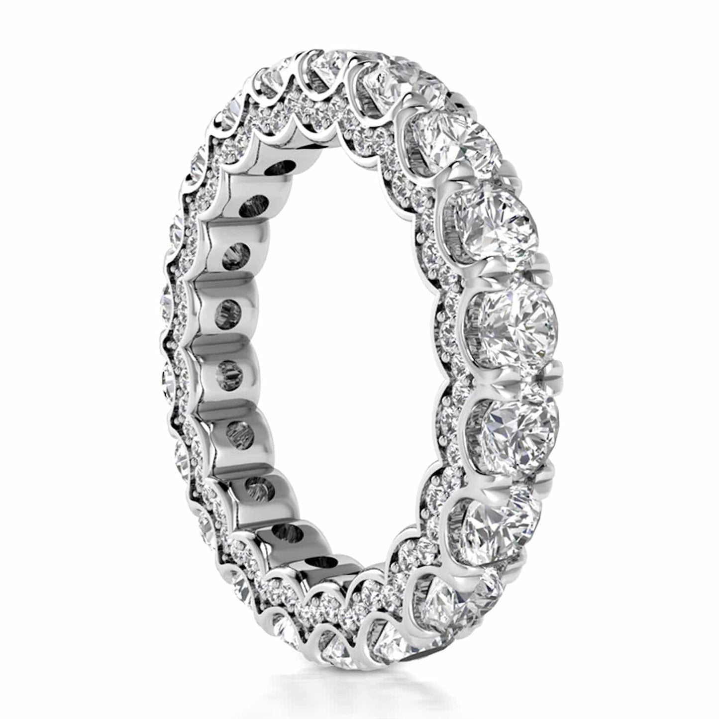 3.95CTW Lab-Grown Diamonds 18K Real Gold White 4mm Eternity Stackable Ring Band