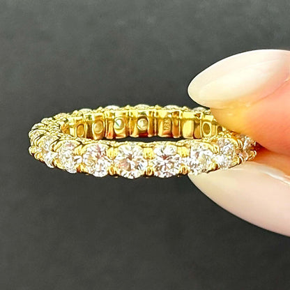 3.95CTW Lab-Grown Diamonds 18K Gold Yellow 4mm Eternity Stackable Ring Band