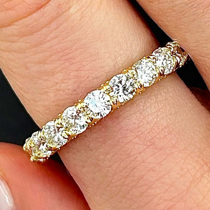 3.95CTW Lab-Grown Diamonds 18K Gold Yellow 4mm Eternity Stackable Ring Band